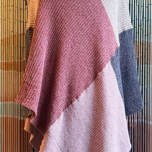 ModCloth Do everything in love Pink, Dusty Rose & Gray Colorblock Poncho Sweater